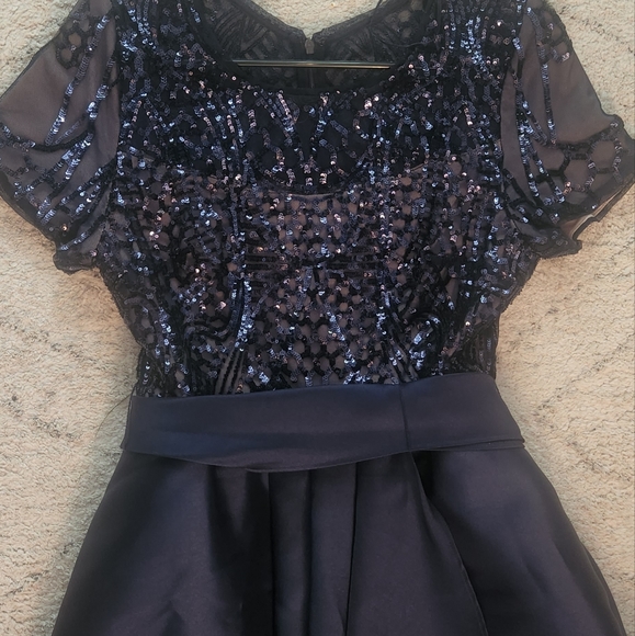 R & M Richard's blue high low sequin-embellished gown - Picture 3 of 5